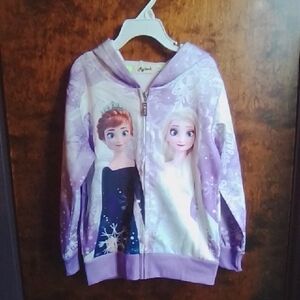 Purple Frozen Elsa Anna Kids Girls Lightweight Jacket Size 110 6x 7/8 Spring
